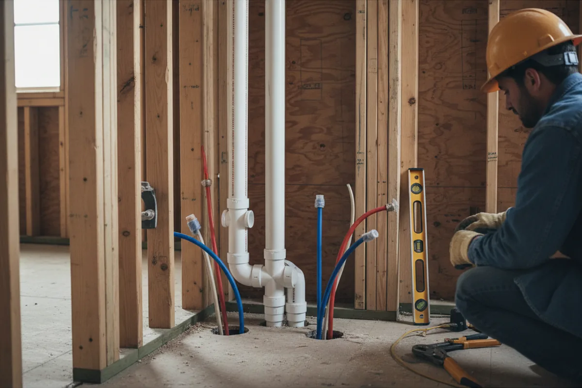 Drain and supply rough-in during Drain Cleaning in Flushing